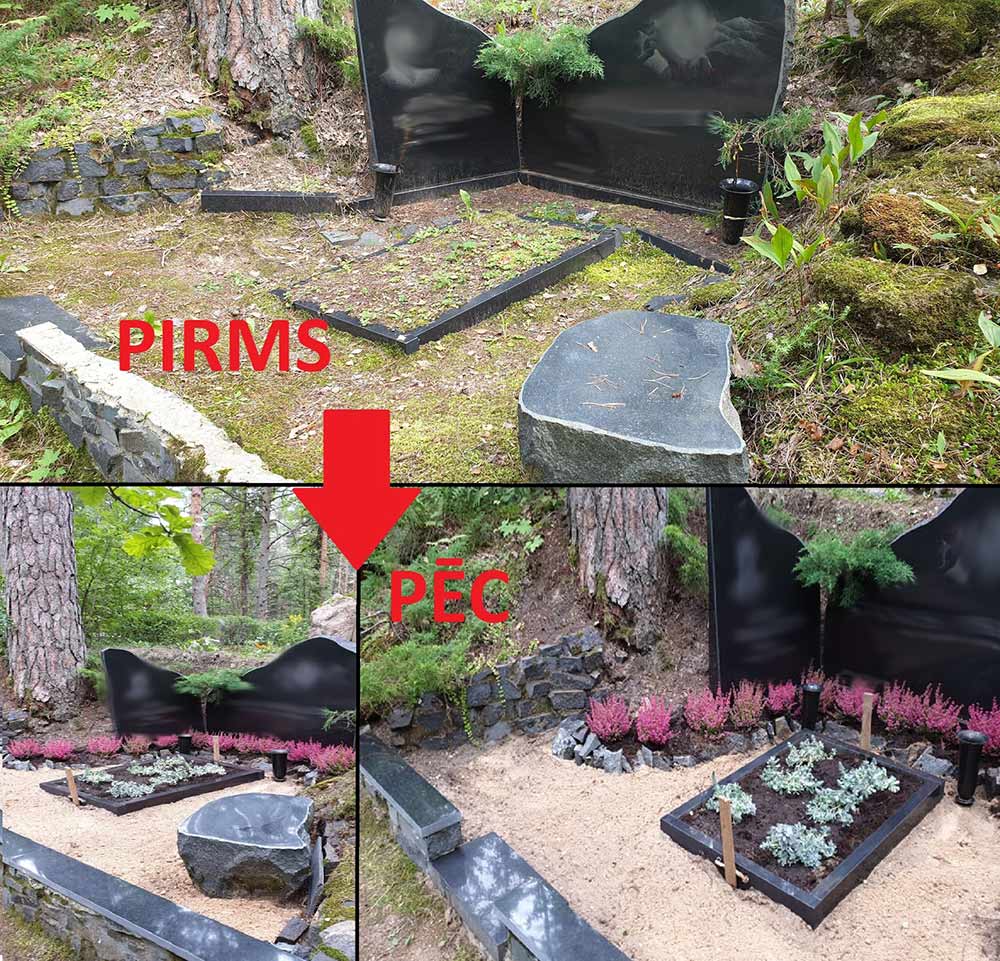 Kapavieta pirms un pēc uzkopšanas un rekonstrukcijas