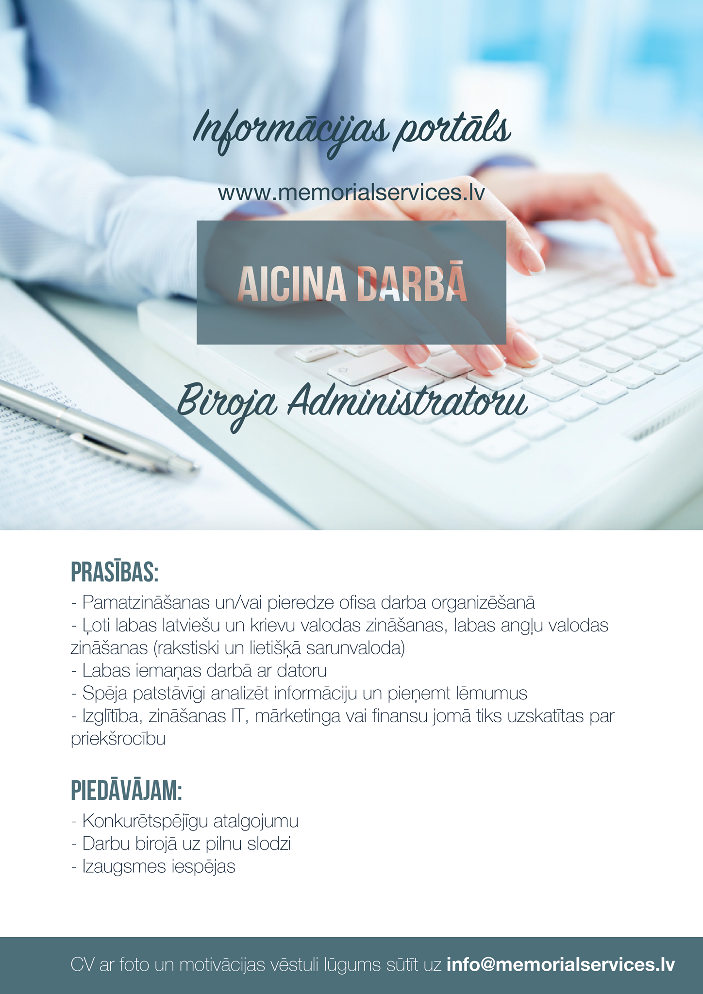 Portāls www.memorialservices.lv aicina darbā