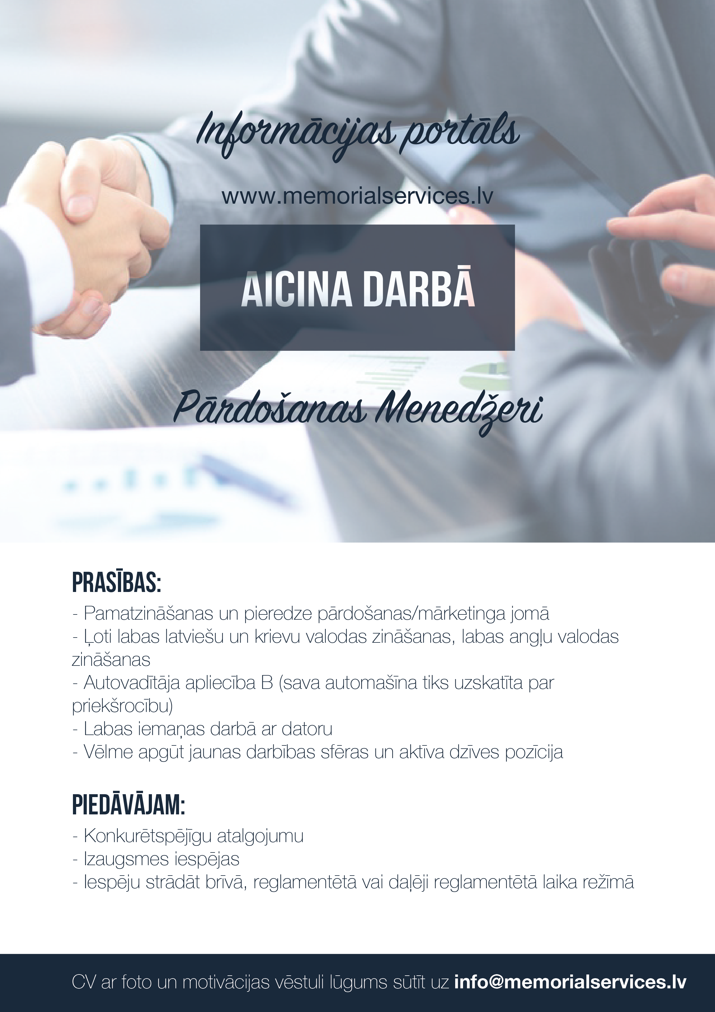 Portāls www.memorialservices.lv aicina darbā