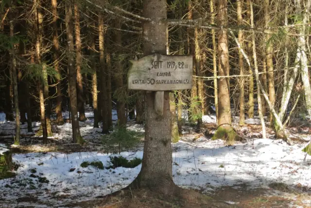 Piemiņas akmens ģenerāļa Jāņa Baloža brigādes kaujas vietā 