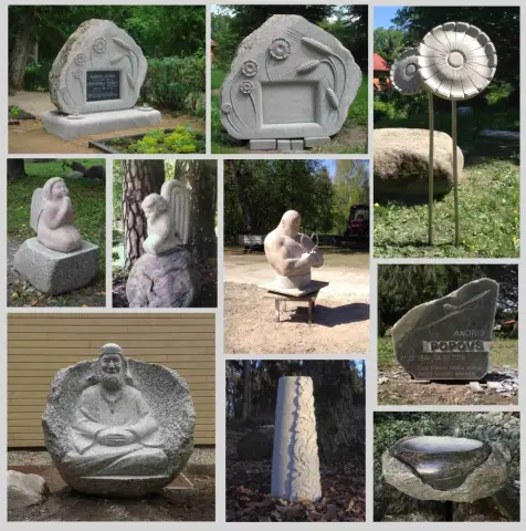 Tēlnieks Ronalds Jaunzems, skulptūru un pieminekļu darbnīca, granīta apstrāde