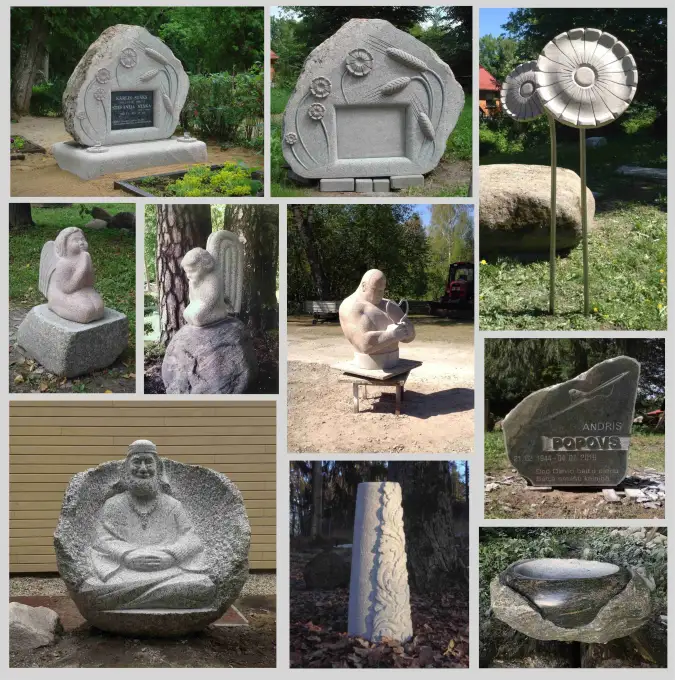 Tēlnieks Ronalds Jaunzems, skulptūru un pieminekļu darbnīca, granīta apstrāde