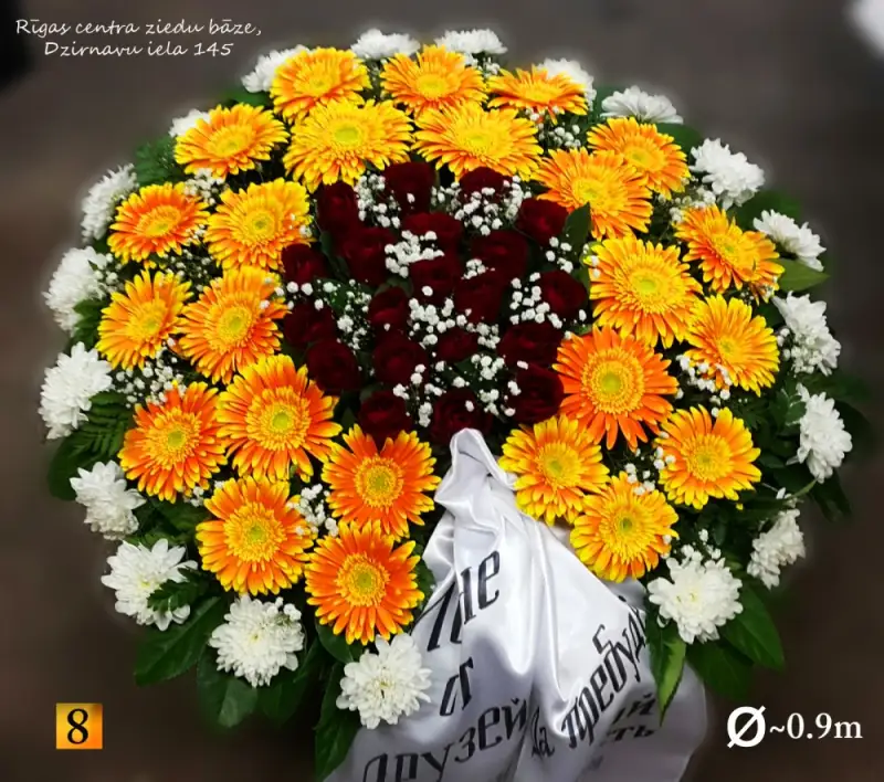 Bēru vaināgs ar balto lentu. Rīgas centrs, ātra izgatavošana