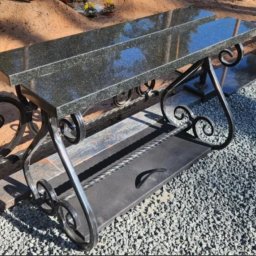 Preview image for  Granite grave bench with wrought metal legs
