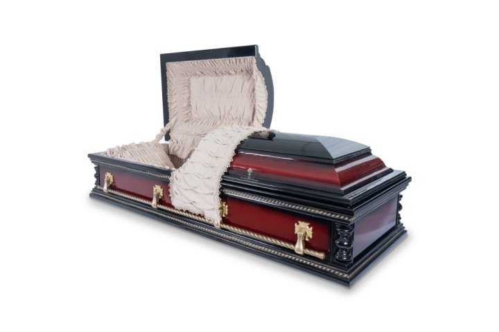 A two-piece coffin