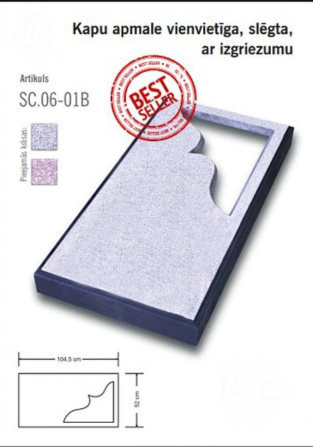 Concrete gravestone with an open corner 