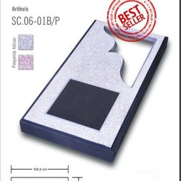 Preview image for  Concrete gravestone with an open corner and a granite plaque