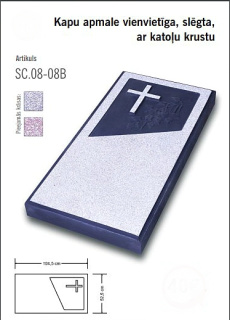 Betona kapu plāksne ar katoļu krustu Nr.10