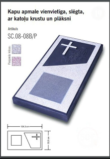 Slēgta betona kapu apmale ar granīta plāksni un katoļu krustu Nr.12