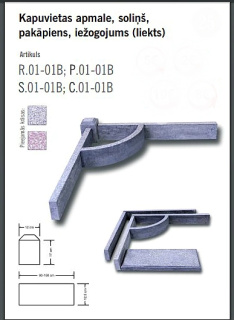 Betona norobežojošās apmales kapavietas laukuma perimetram Nr.15
