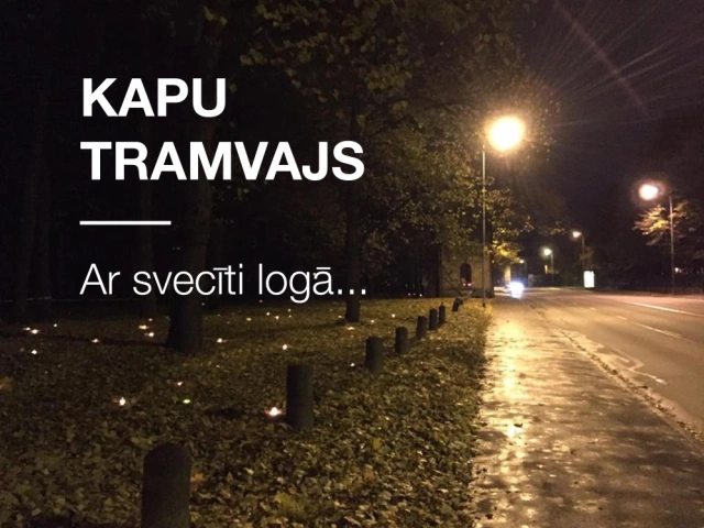 "kapu tramvajs" ar svecīti logā