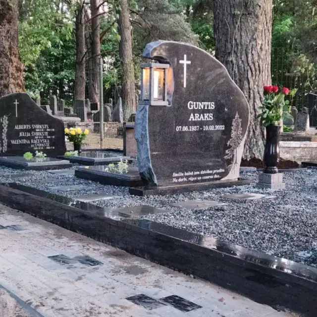 Chiseled Granite Monument with a Candle Holder