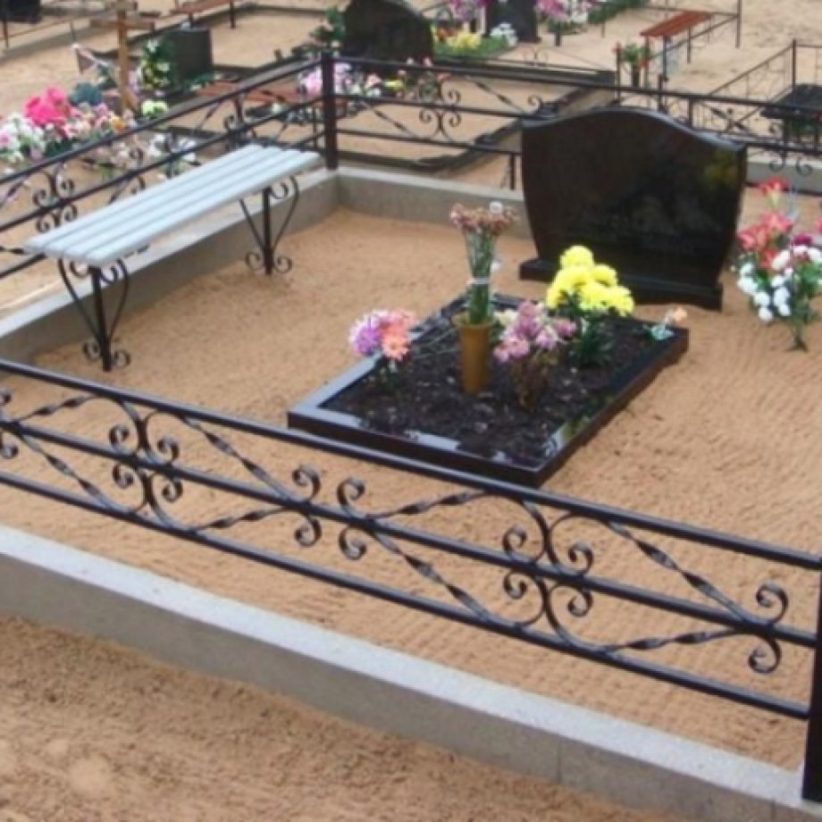 Metal fencing for the grave site