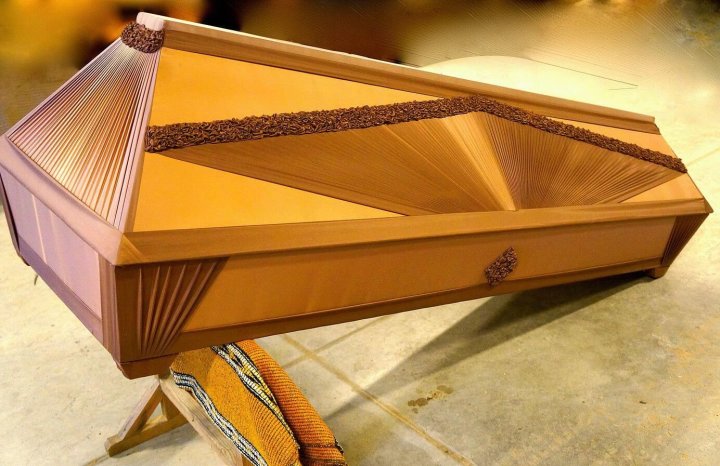 Draped coffins in Ziepniekalns