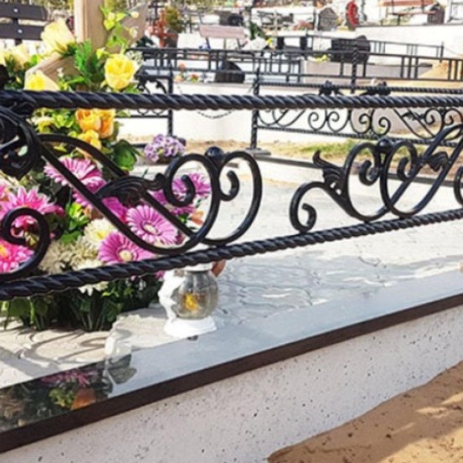 Metal fencing for the grave site