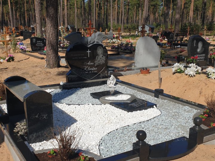Granite gravestones and gravesite beautification in Latvian cemeteries