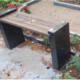 Preview image for  Granite bench with straight legs and a wooden top