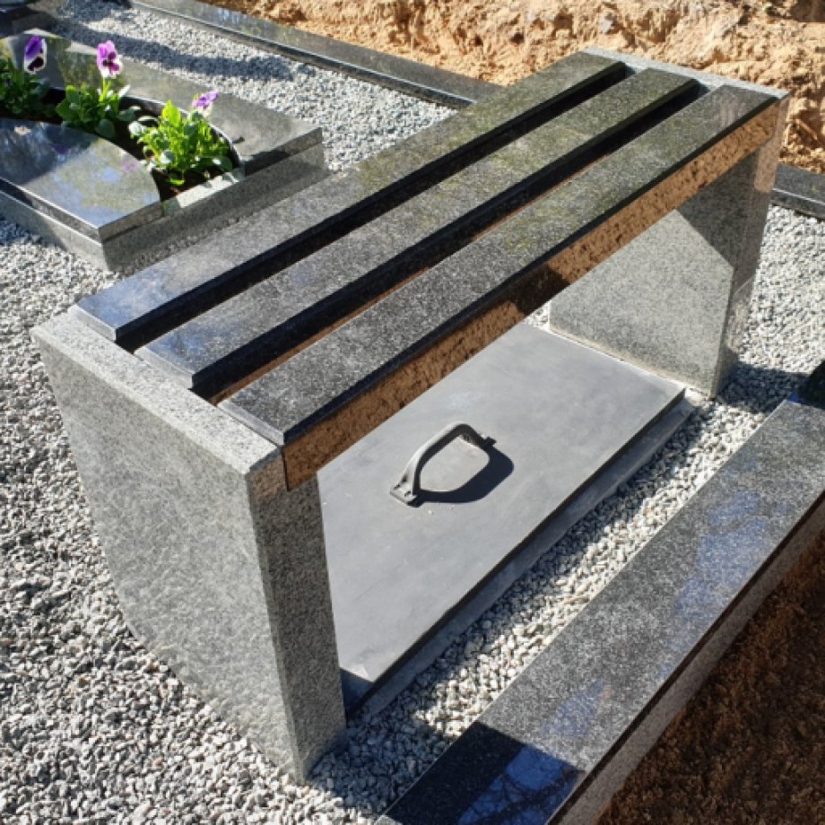 Granite grave bench made from different types of granite
