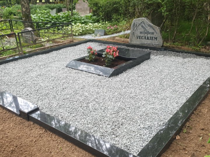 Semi-closed granite tombstone