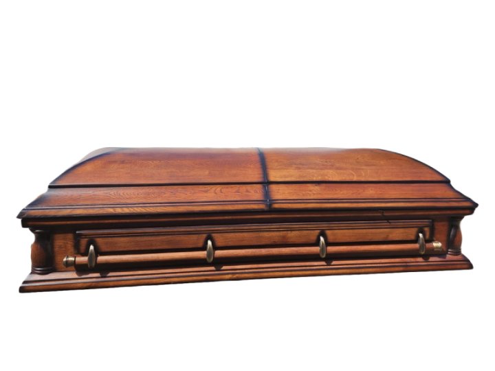 Two-piece oak coffin
