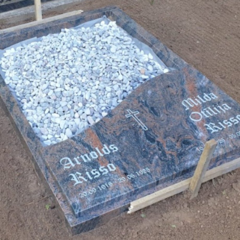Semi-closed granite tombstone