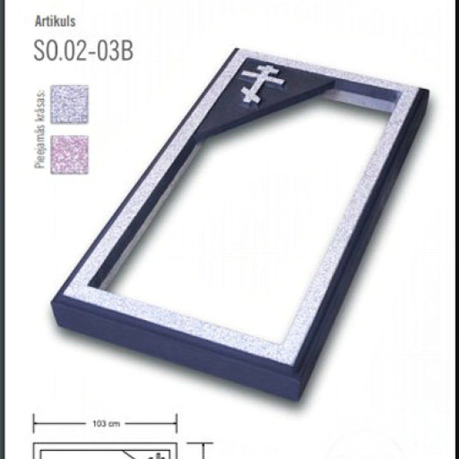 Open concrete gravestone with an Orthodox cross