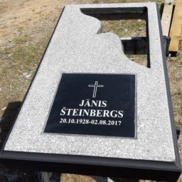 Preview image for  Concrete gravestone with an open corner and a granite plaque for engraving