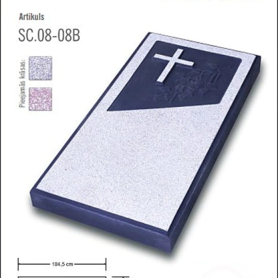 Concrete gravestone with a Catholic cross