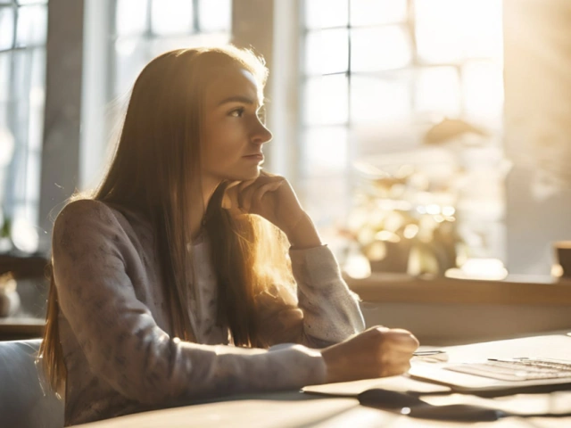 Woman thinking about increasing sales in Memorial and Funeral theme