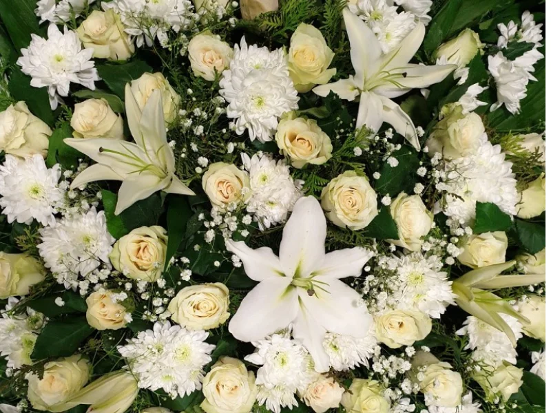 Funeral wreath with lilies