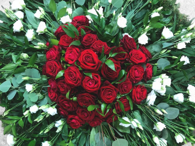 Funeral wreath in the shape of a heart