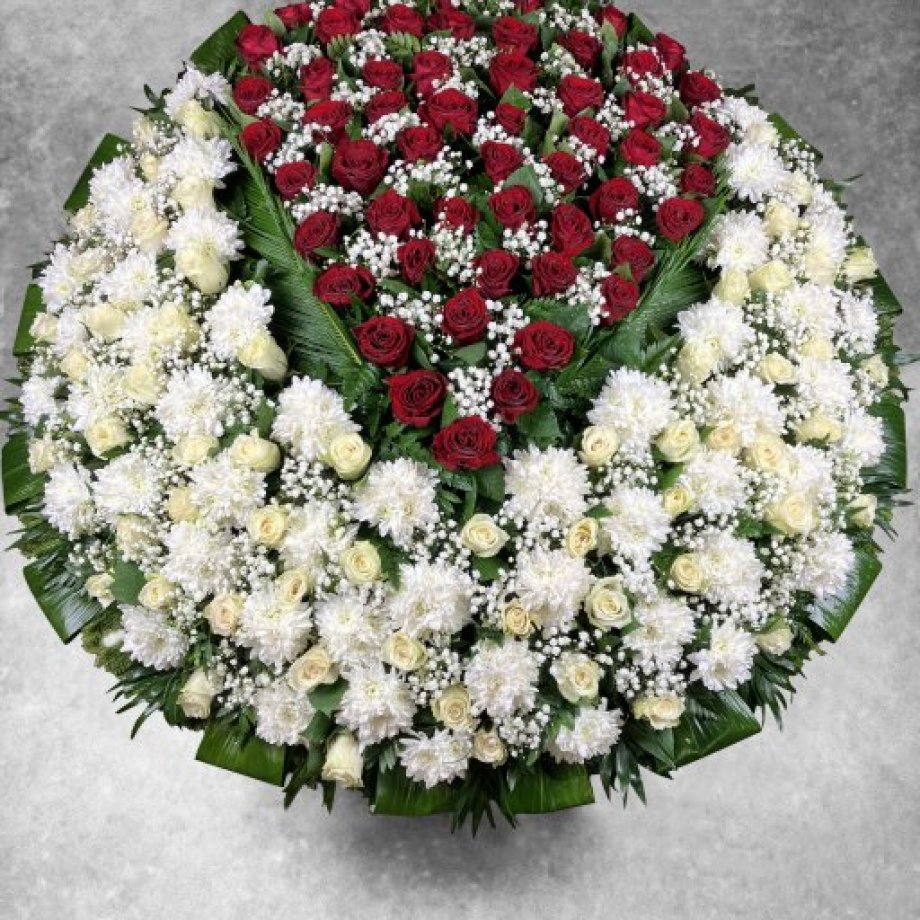 Large exclusive funeral wreath with roses