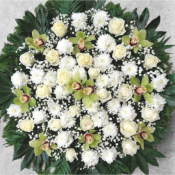 Preview image for  Funeral wreath with roses and orchid flowers