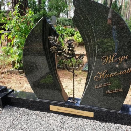 Preview image for  Exclusive granite gravestone of two parts with wrought iron decoration