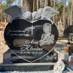 Preview image for  Granite gravestone in the shape of a heart with angels