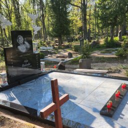 Preview image for  Grave monument ensemble with stone birds, candle holders, and a portrait