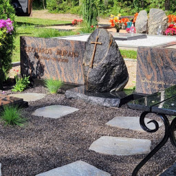 Preview image for  Gravestone composition made of granite and boulder
