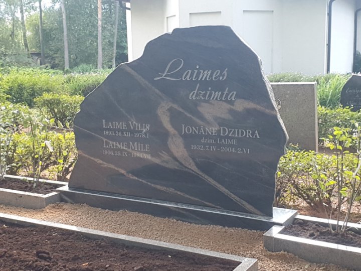 Granite gravestone with an asymmetrical shape