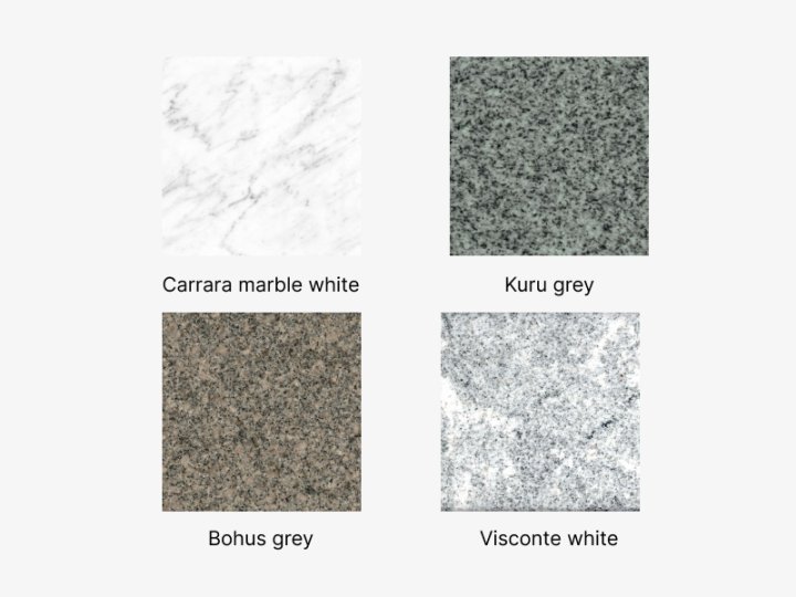 Soulgarden — types of granite in white and gray tones