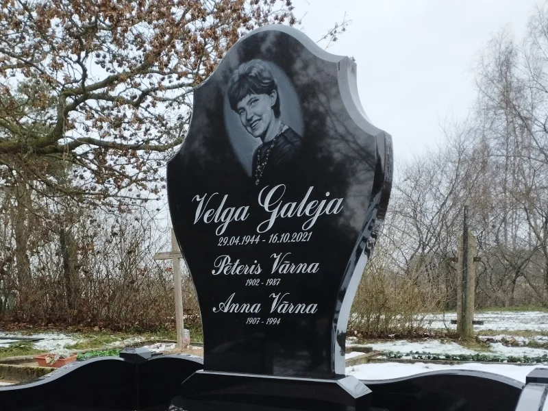 Black granite headstone
