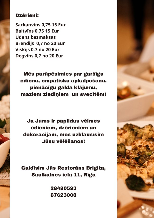 Main Menu for the Funeral Repast