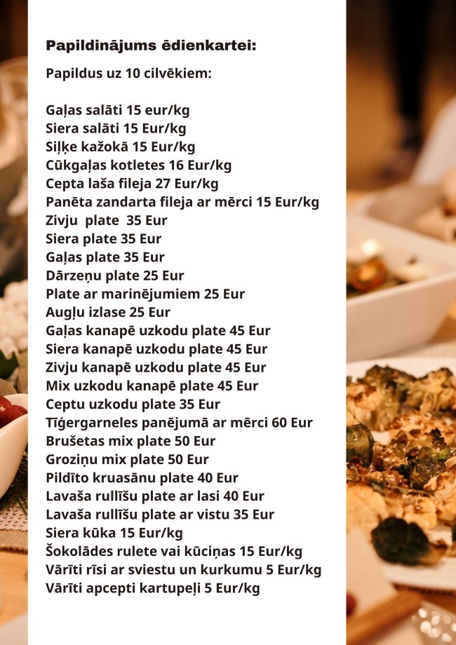 Main Menu for the Funeral Repast