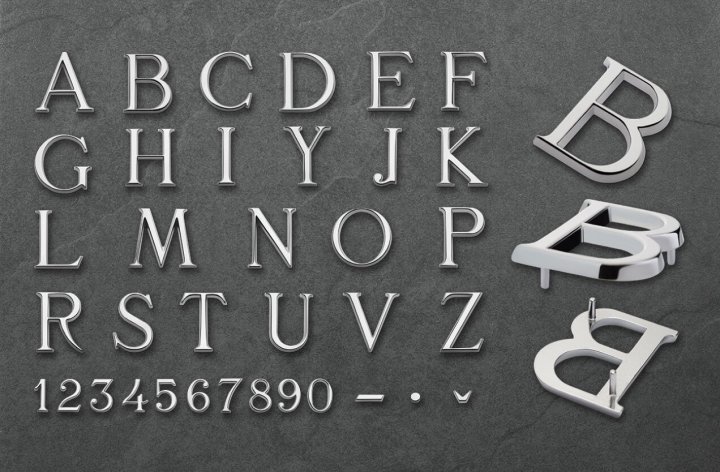 Letters Romano Chrome