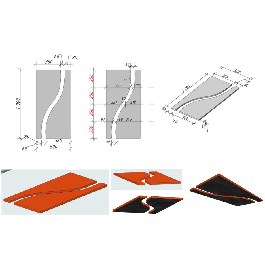 Vilnis 1 - Granīta piemiņas plāksne bez gravējumiem ar vertikālo izgriezumu
