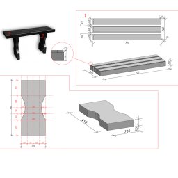 Preview image for  Kapu soliņs ar sēdvirsmu no trim stabiem