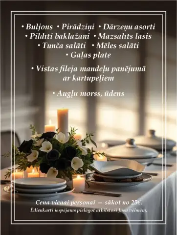 Поминальные обеды в Вецмилгрависе Мы предоставляем услуги по организации поминального обеда, беря на себя все заботы в этот трудный день.