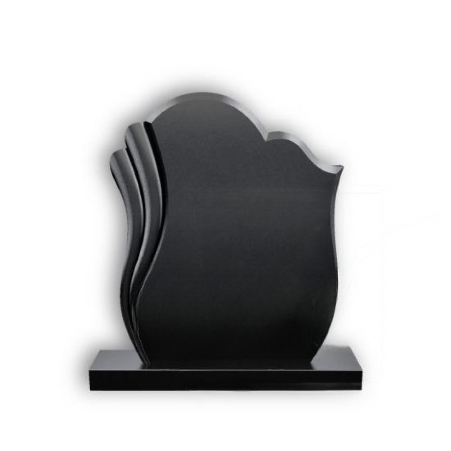 Elegants melna granīta kapakmens ar viļņveida formu