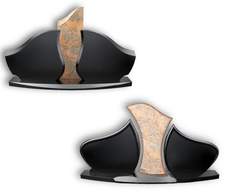 Divvietīgi kapakmeņi ar izliektu sarkano granīta akcentu