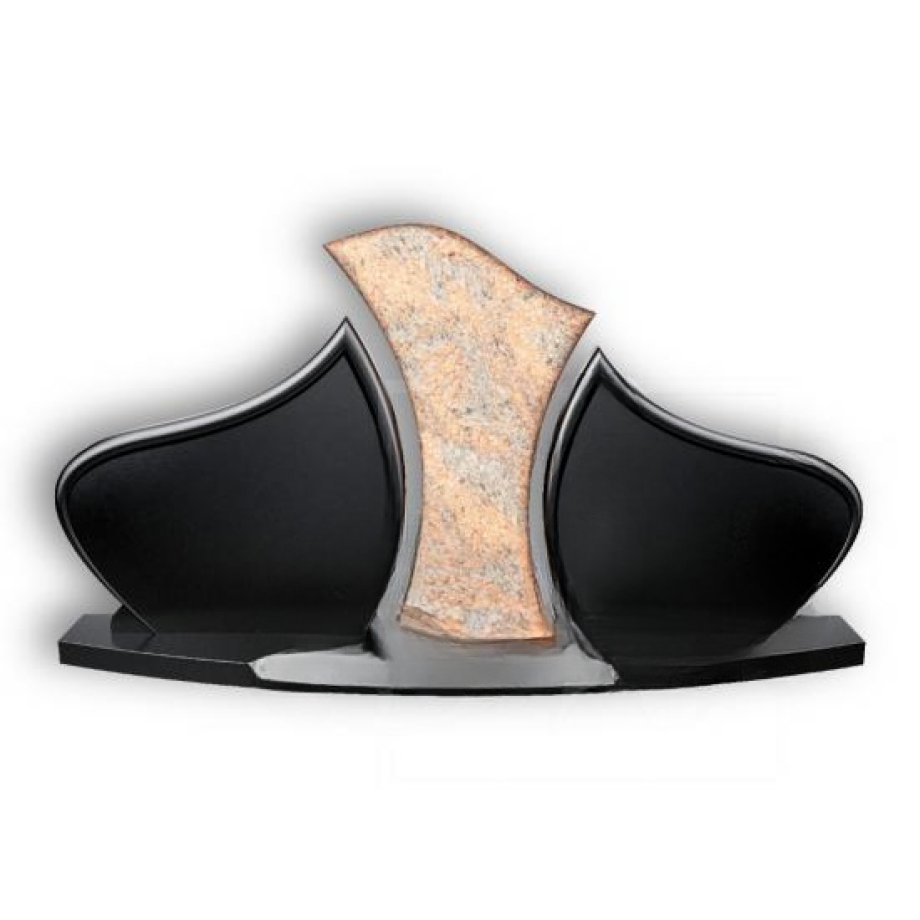 Divvietīgais kapakmens ar izliektu sarkano granīta akcentu Elegance A