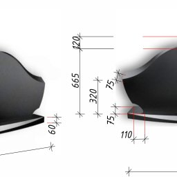 Preview image for  Divvietīgais kapakmens ar izliektu sarkano granīta akcentu Elegance B